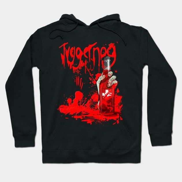 Zombie Hand Bloodied Juggernog on Charcoal Hoodie by LANStudios